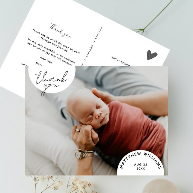 Cartão Postal Simples Arcos Mínimos Modernos Foto Bebê (Criador carregado)