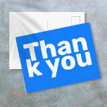 Cartão Postal Simples Azul Brilhante Moderno Vibrante Obrigado<br><div class="desc">Um simples cartões de agradecimentos azul brilhante,  moderno e vibrante que realmente vai fazer você notar. Você pode personalizar o fundo para sua cor favorita. Projetado por Thisnotme©</div>