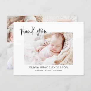Cartão Postal Simples Bebê Obrigado Fotografia Colagem