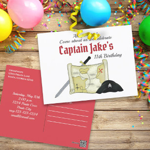 Cartão Postal Simples Birthday Kids Pirate Treasure Map Whimsica