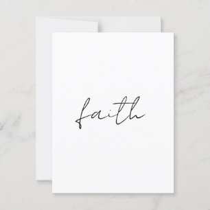 Cartão Postal Simples Black White Mão Escrita Faith Art