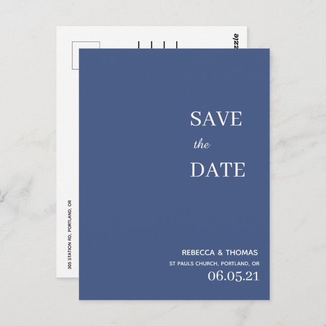Cartão Postal simples cartões-postais de save the date elegantes (Frente/Verso)