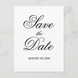 Cartão Postal Simples casamento branco e preto Guarde a Data