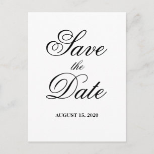 Cartão Postal Simples casamento branco e preto Guarde a Data