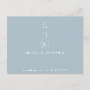 Cartão Postal Simples Casamento de Inverno Azul Gélido Save the
