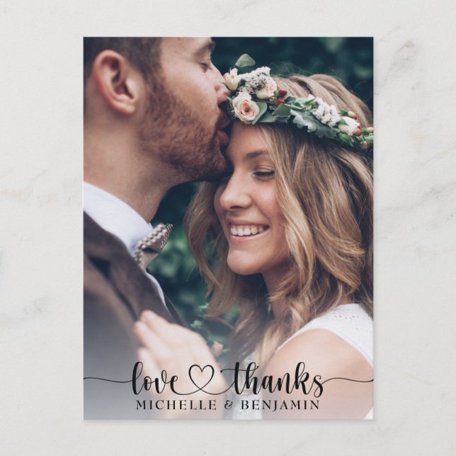 Cartão Postal Simples Casamento Elegante Obrigado Cartão-Postal  (Frente)