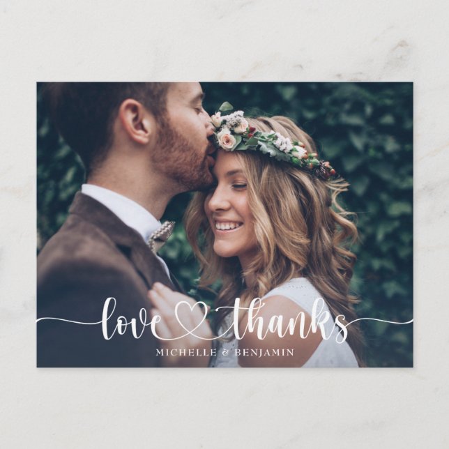 Cartão Postal Simples Casamento Elegante Obrigado Cartão-Postal  (Frente)