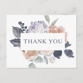 Cartão Postal Simples Casamento Floral Russo Obrigado Cartão-Pos
