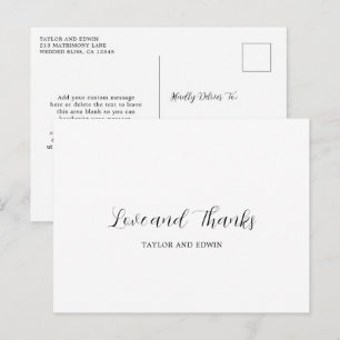 Cartão Postal Simples Casamento Moderno Contemporâneo Obrigado