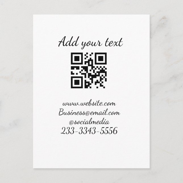 Cartão Postal simples código QR personalizado adicionar seu nome (Frente)