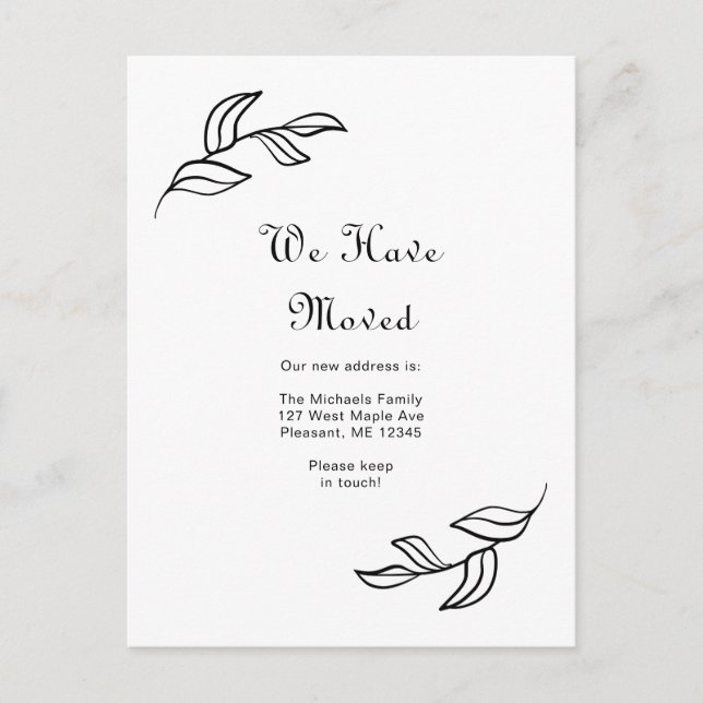 Cartão Postal Simples Deixa Preto e Branco Que Nos Movemos (Frente)