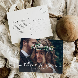 Cartão Postal Simples e Elegante Casamento de Foto Moderno