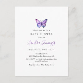 Cartão Postal Simples e Elegante Chá de fraldas borboleta