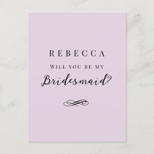 Cartão Postal Simples e elegante proposta da Bridesmaid roxa