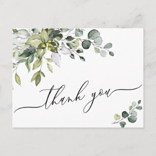 Cartão Postal Simples Elegante Aquarela Eucalyptus Obrigado