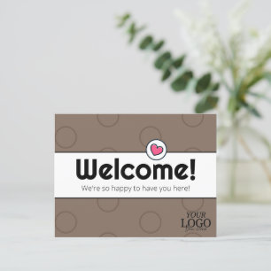Cartão Postal Simples Elegante Café Marrom Bem-vindo Empresarial
