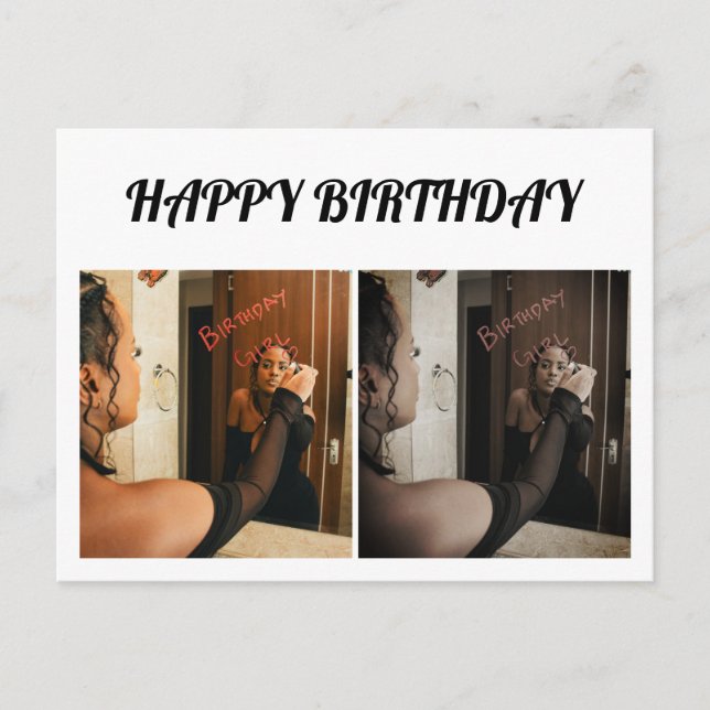 Cartão Postal Simples Elegante duas fotos (Frente)