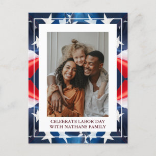 Cartão Postal Simples Elegante Feliz Dia do Trabalho com a bande