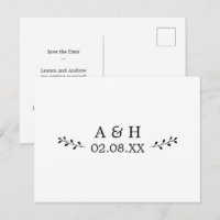 Simples Elegante Leaf Motif Monograma Salvar Data