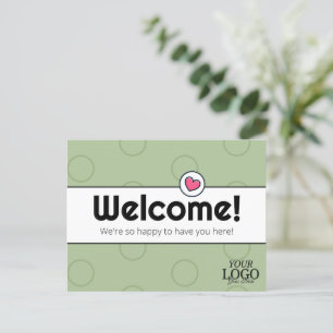 Cartão Postal Simples Elegante Sage Green Business Bem-vindo