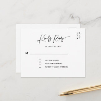 Cartão Postal Simples Elegantes Minimalistas rsvp personalizadas