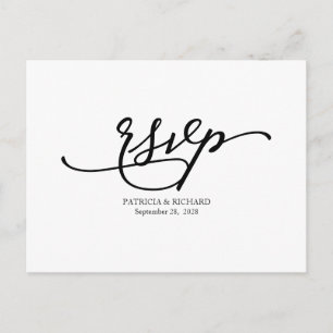 Cartão Postal Simples Elegantes Respostas de Casamento com Calig
