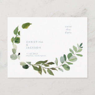 Cartão Postal Simples Eucalyptus Casamento Save the Date