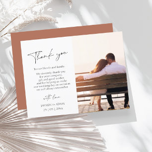 Cartão Postal Simples Foto de Casamento Agradecimento em Terraco