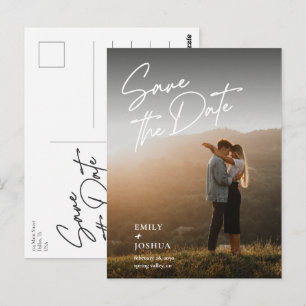 Cartão Postal Simples Foto de Casamento Minimalista Save the Dat