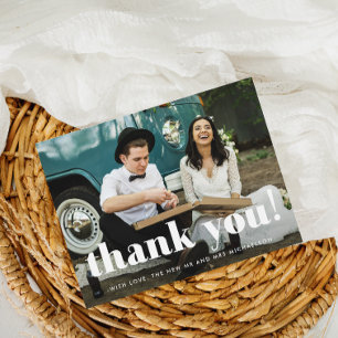 Cartão Postal Simples Foto De Casamento Whimsical Obrigado Cartã