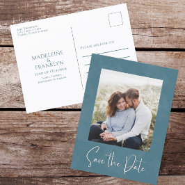 Cartão Postal Simples Fotografia Moderna Caligrafia Elegante Azu