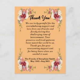 Cartão Postal Simples Funeral Obrigado Mensagem Por Condolências