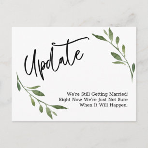 Cartão Postal Simples Greenery Adiou Atualização de Casamento