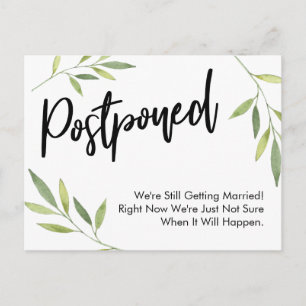 Cartão Postal Simples Greenery Adiou Atualização de Casamento