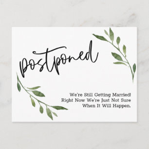 Cartão Postal Simples Greenery Adiou Aviso de Casamento