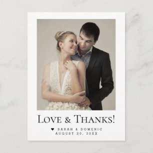 Cartão Postal Simples Moderno Amor & Agradecimento de Casamento 