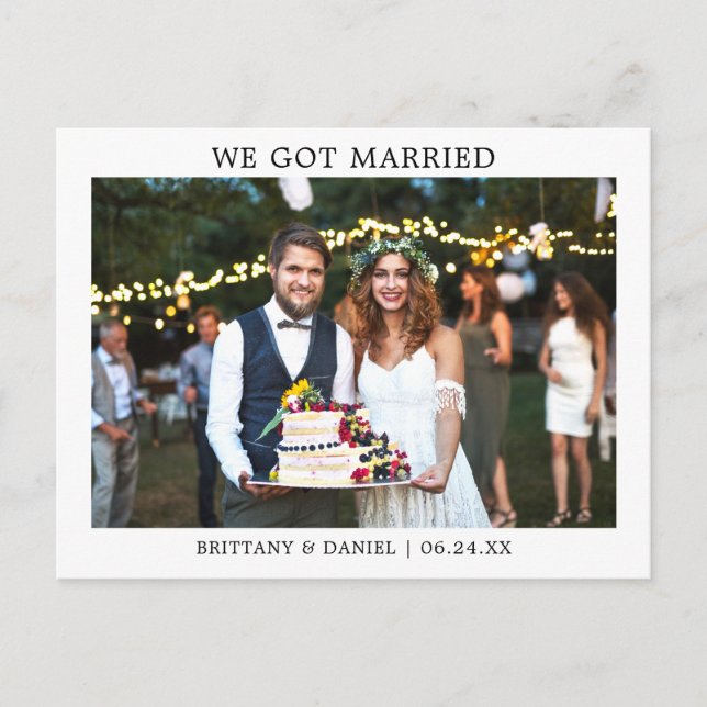 Cartão Postal Simples Moderno Minimalista, Casamos (Frente)