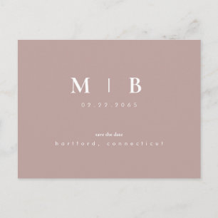 Cartão Postal Simples Monograma Elegante em Rosa Dourado Save th