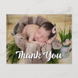 Cartão Postal Simples Obrigado 2 Fotos Anúncio de Nascimento