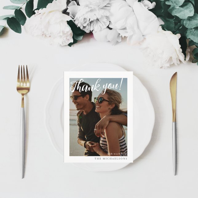 Cartão Postal Simples Obrigado Foto Casamento (Criador carregado)