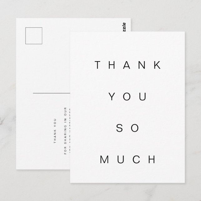 Cartão postal simples obrigado muito Flat (Frente/Verso)