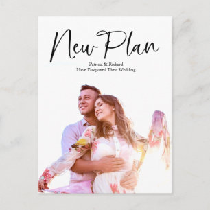 Cartão Postal Simples Plano Novo Moderno Casamento Adiado