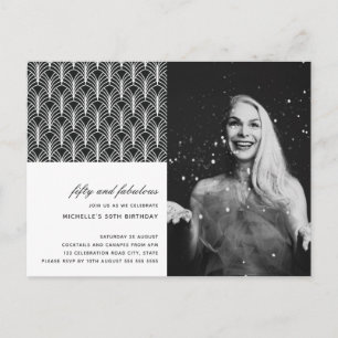 Cartão Postal Simples Preto Branco 50 e Fabuloso Art Déco 50º An