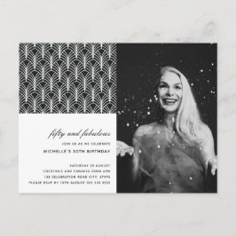 Cartão Postal Simples Preto Branco 50 e Fabuloso Art Déco 50º An