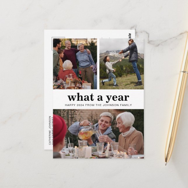 Cartão Postal Simples Quão Novo Ano Foto (Frente/Verso In Situ)