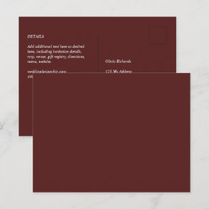 Cartão Postal Simples RSVP Monocromo Elegante de Bordo de Orçam