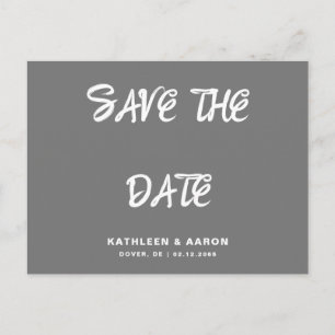 Cartão Postal Simples Save the Date de Casamento Cinza