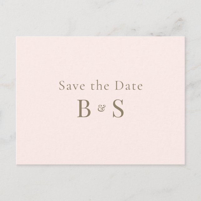 Cartão Postal Simples Save the Date de Casamento com Monograma D (Frente)