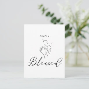 Cartão Postal Simplesmente Abençoado Desenho de Linha Minimalist