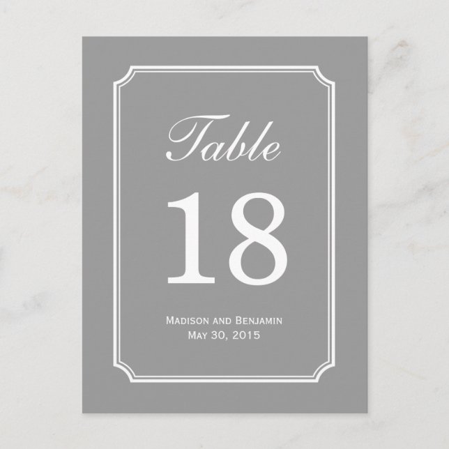 Cartão Postal Simplesmente Chic Wedding Table Number Card (Frente)